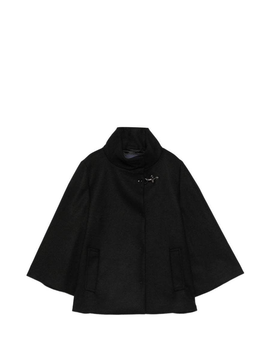 Fay Wool and Cashmere Cape — Black