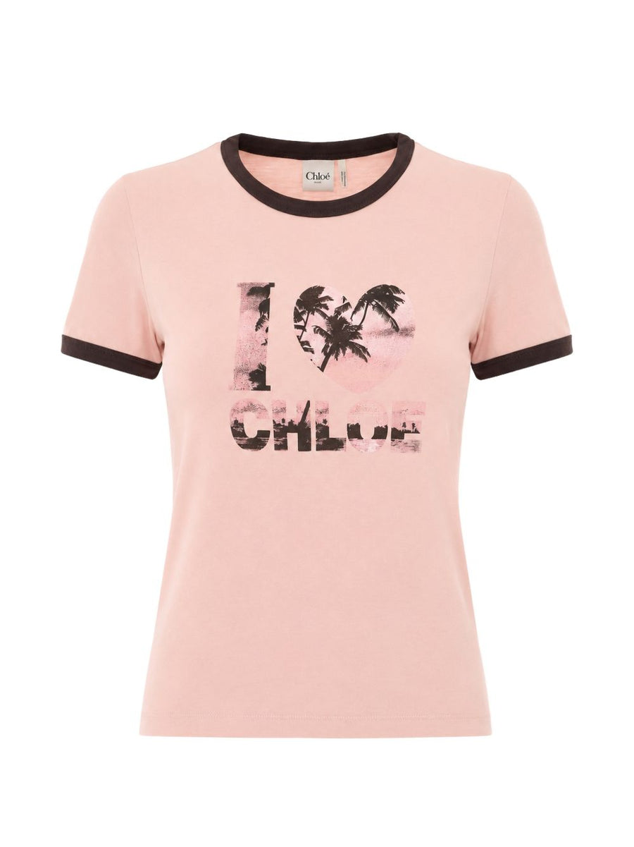 تيشيرت Chloé بطبعة جرافيك شعار - وردي