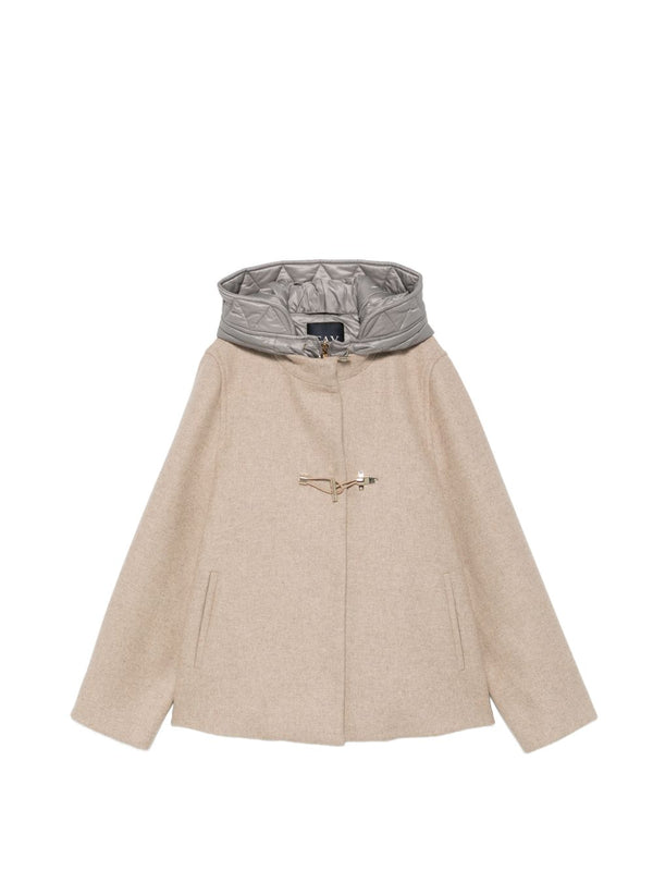 Fay Wool Hooded Cape — Beige