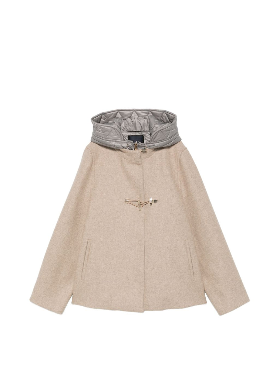 Fay Wool Hooded Cape — Beige