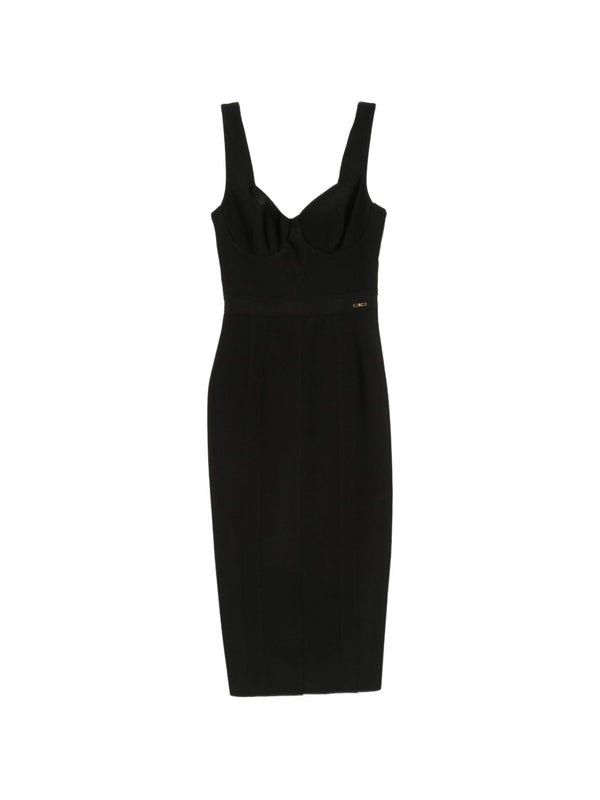 Elisabetta Franchi Sweetheart-Neck Midi Dress — Black