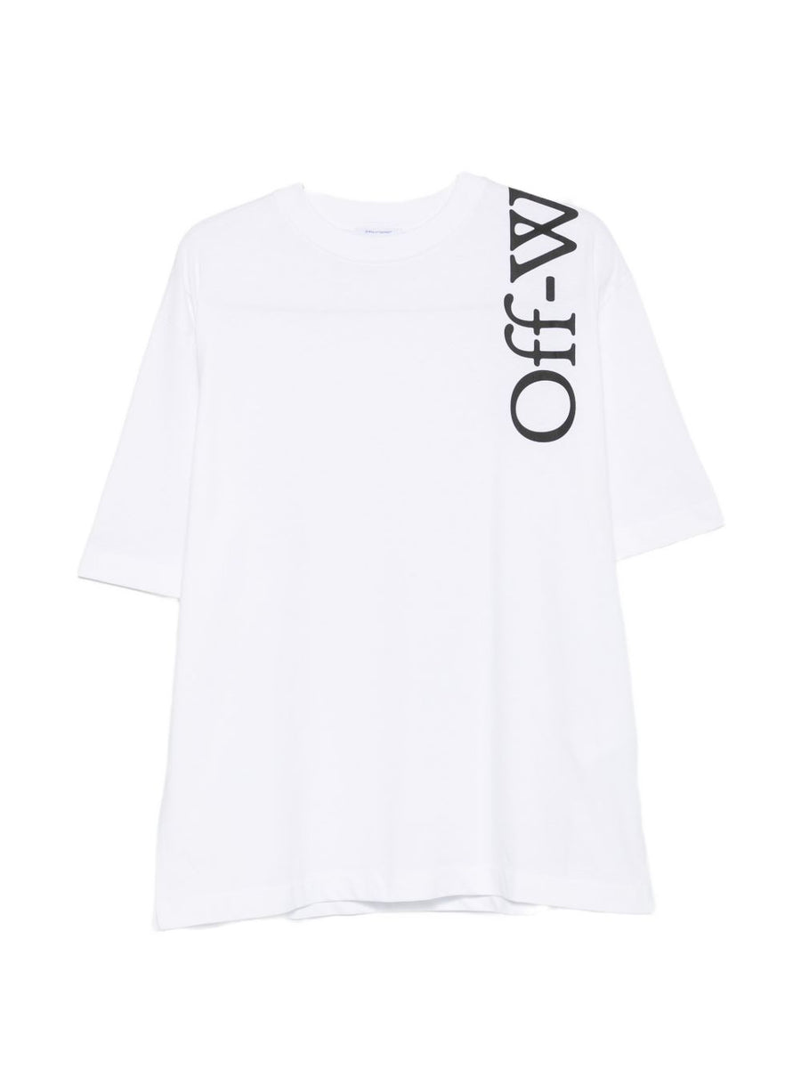 Off White Logo-Print Cotton T-Shirt — White