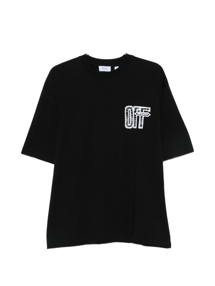 Off White Logo-Print Cotton T-shirt — Black