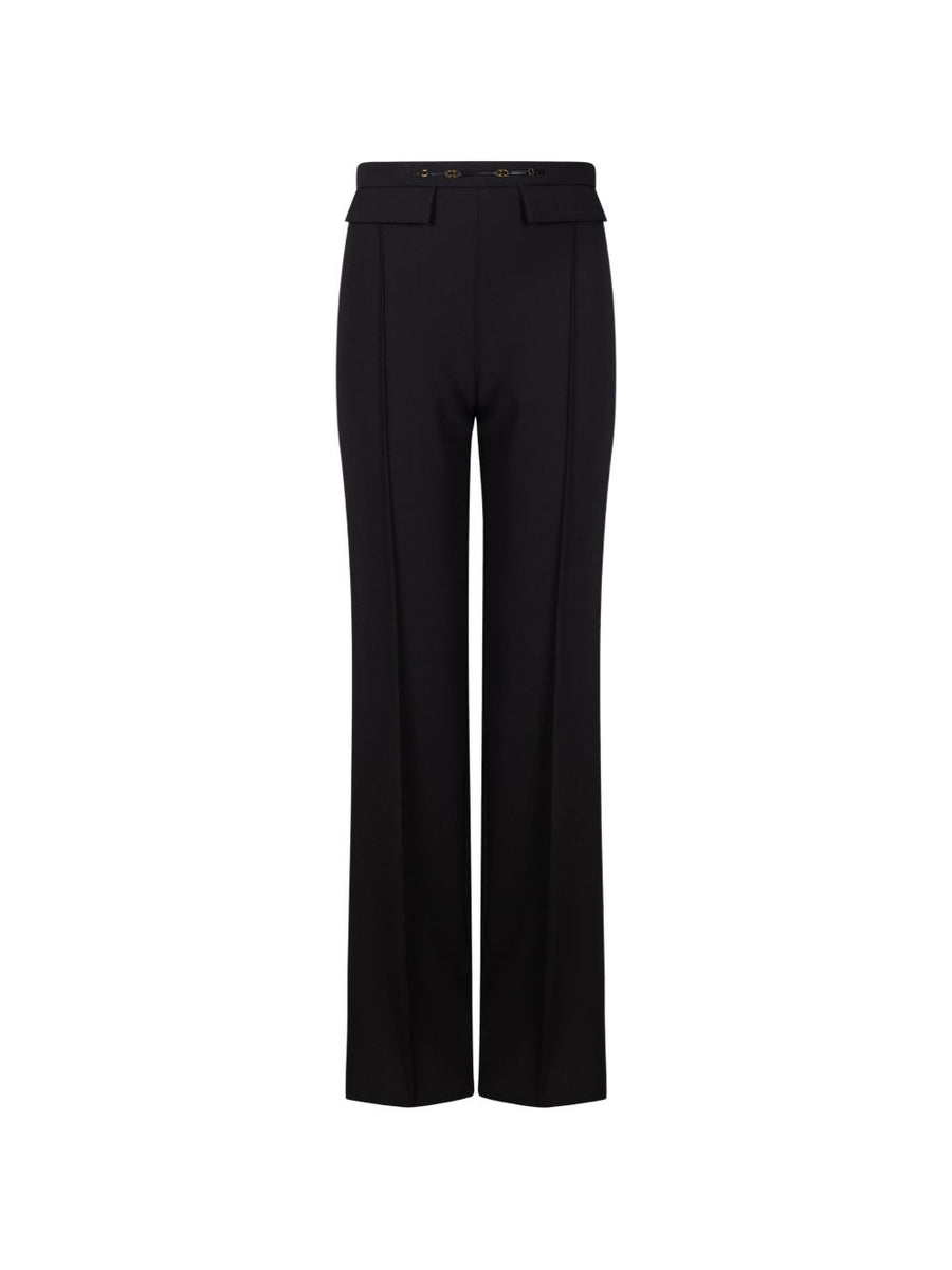 Elisabetta Franchi Horsebit-Detail Trousers — Black