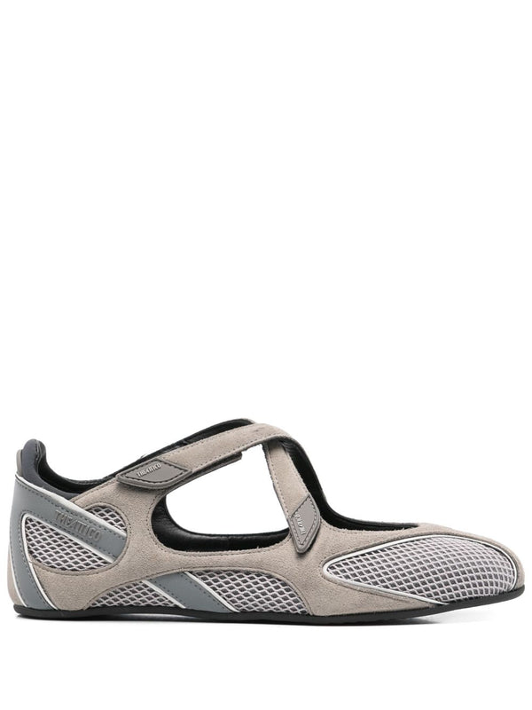 The Attico Touch-Strap Flat — Ash grey
