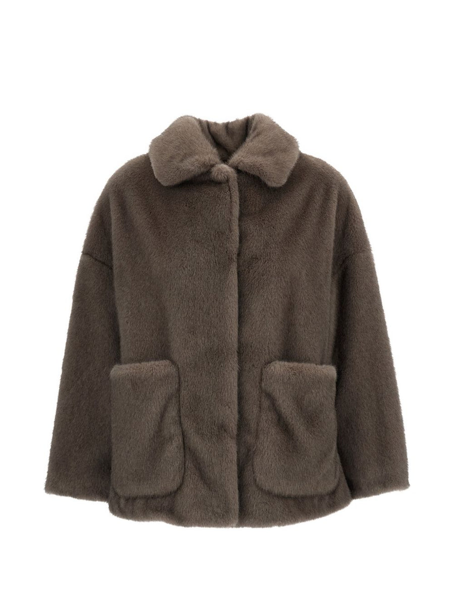 HERNO Faux-Fur Textured Jacket — Taupe