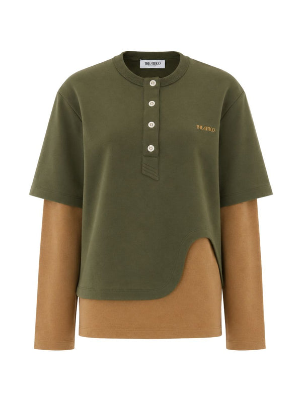 The Attico Color-Block Cotton Shirt — Green
