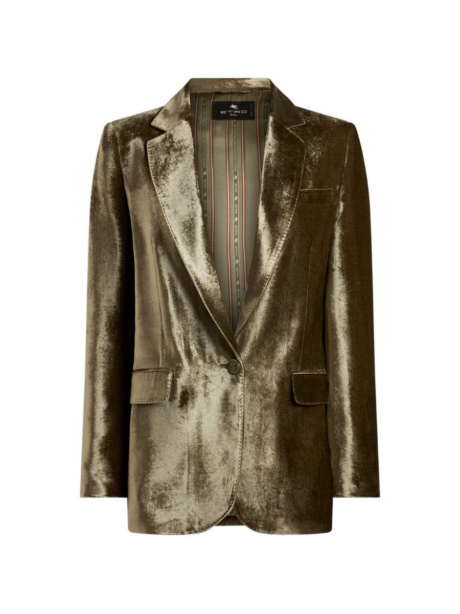 Etro Silk-Blend Velvet Blazer — gold