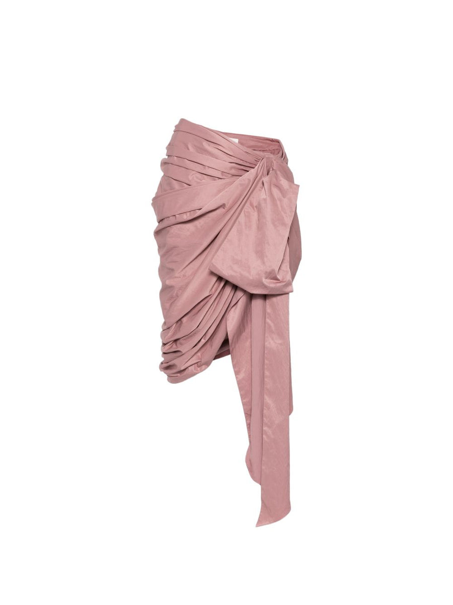 Chloé Draped Silk Wrap Skirt — Mauve