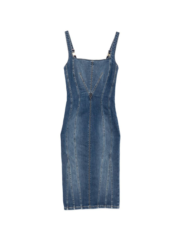 Elisabetta Franchi Panelled Denim Dress — Navy