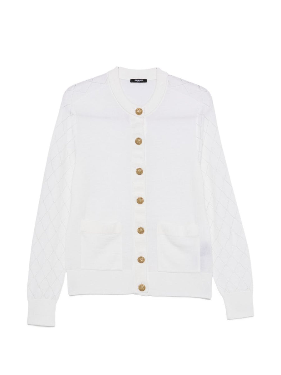 مبطنة Balmain صوف كارديغان — أبيض