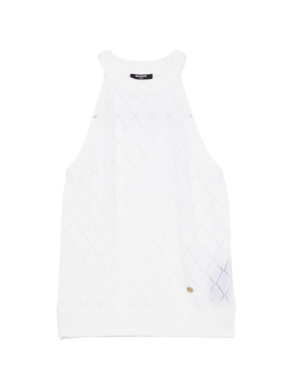 توب أرجيل Balmain-حياكة صوف — أبيض