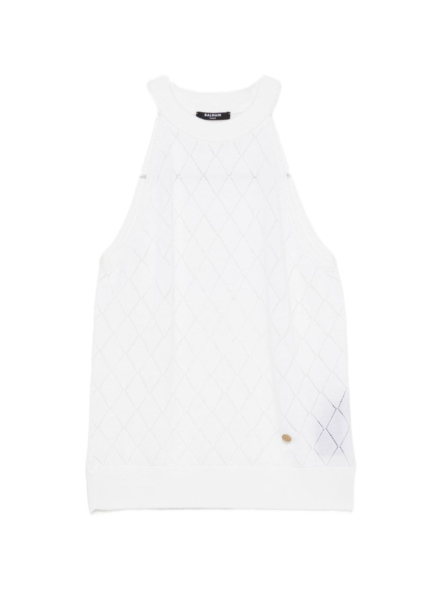 توب أرجيل Balmain-حياكة صوف — أبيض