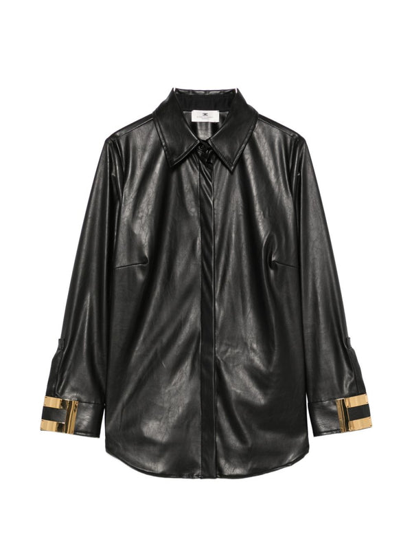 Elisabetta Franchi Faux Leather Shirt — Black