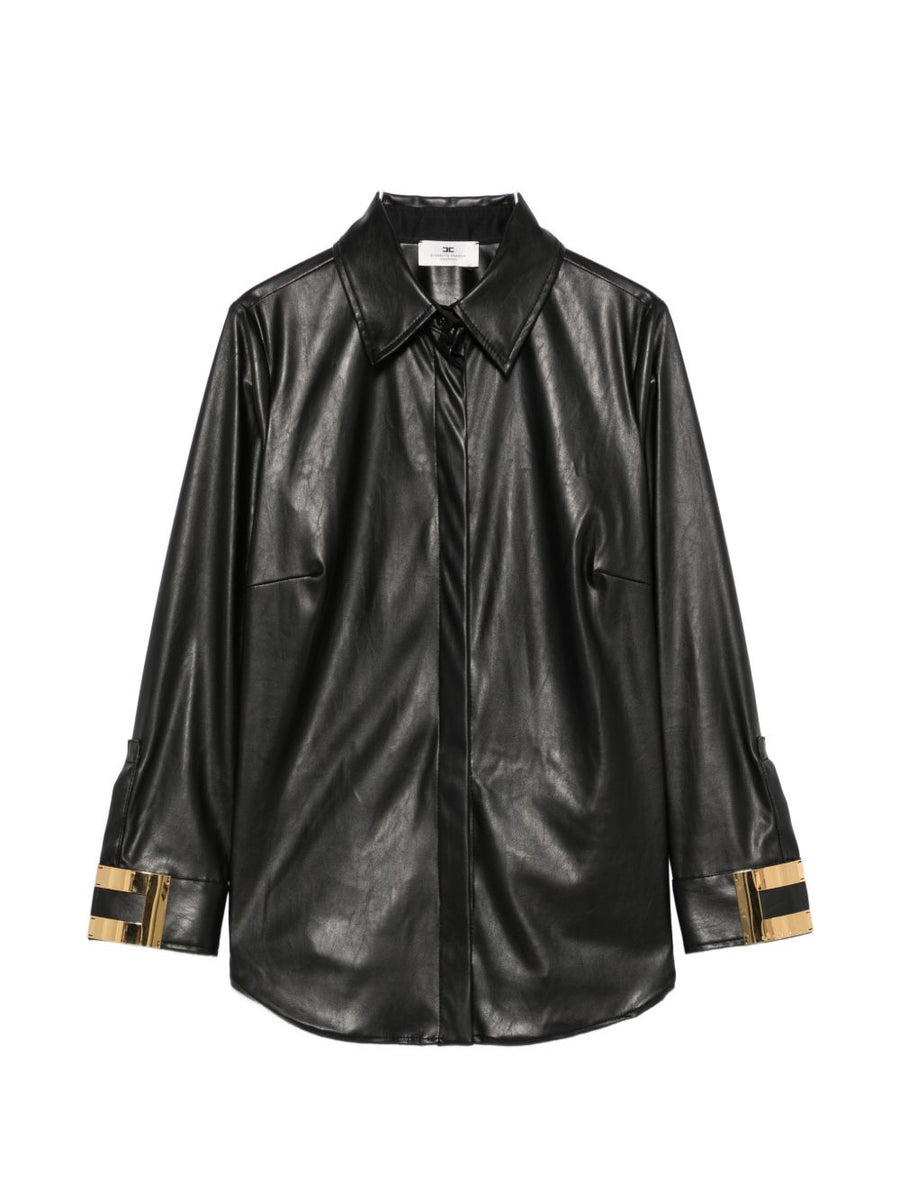 Elisabetta Franchi Faux Leather Shirt — Black