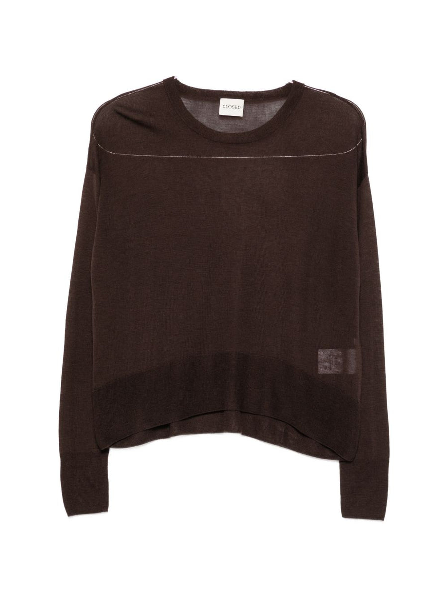 Closed Fine-Knit Wool Crew Neck Sweater — Brown