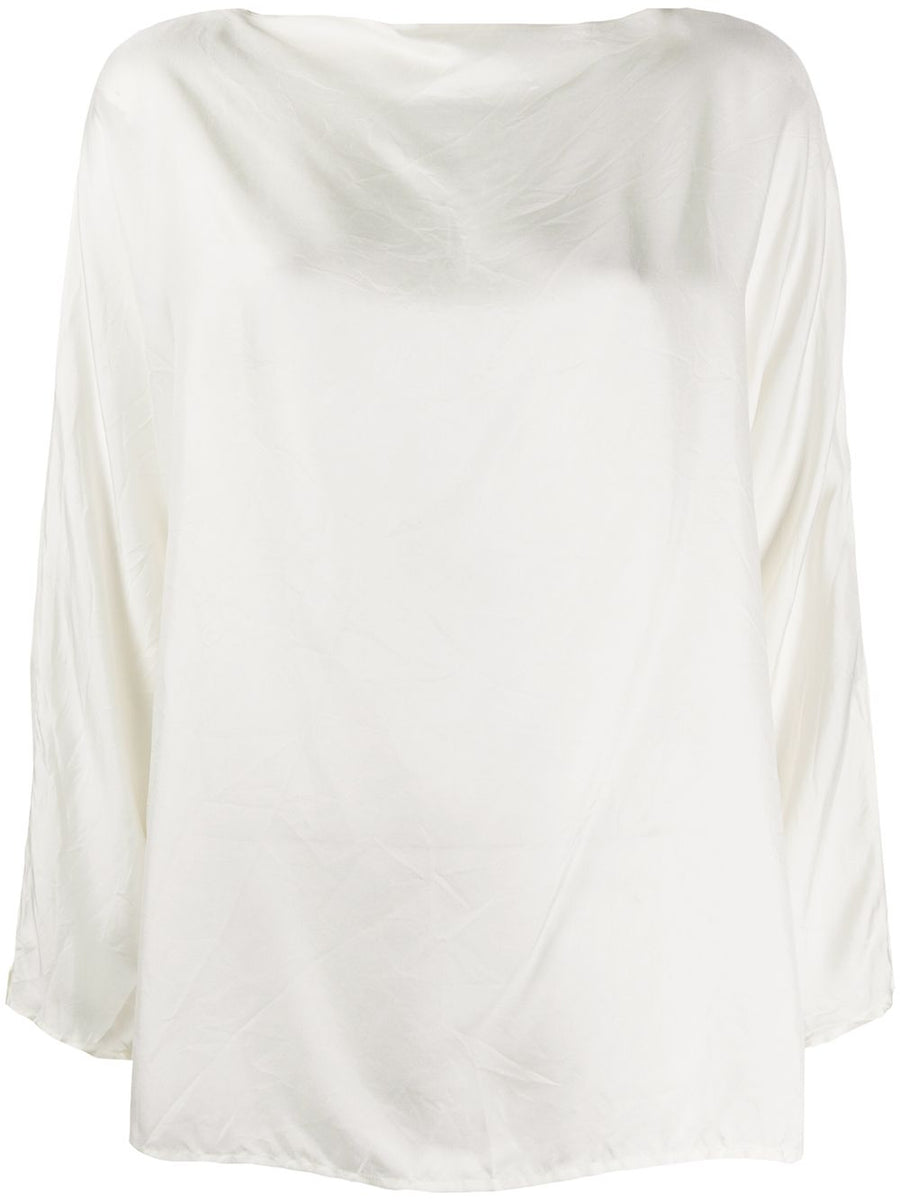 Daniela Gregis Silk Cowl Neck Blouse — white