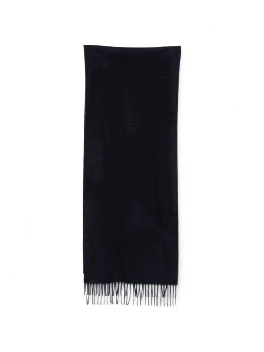 Closed Wool Fringed Scarf — Black