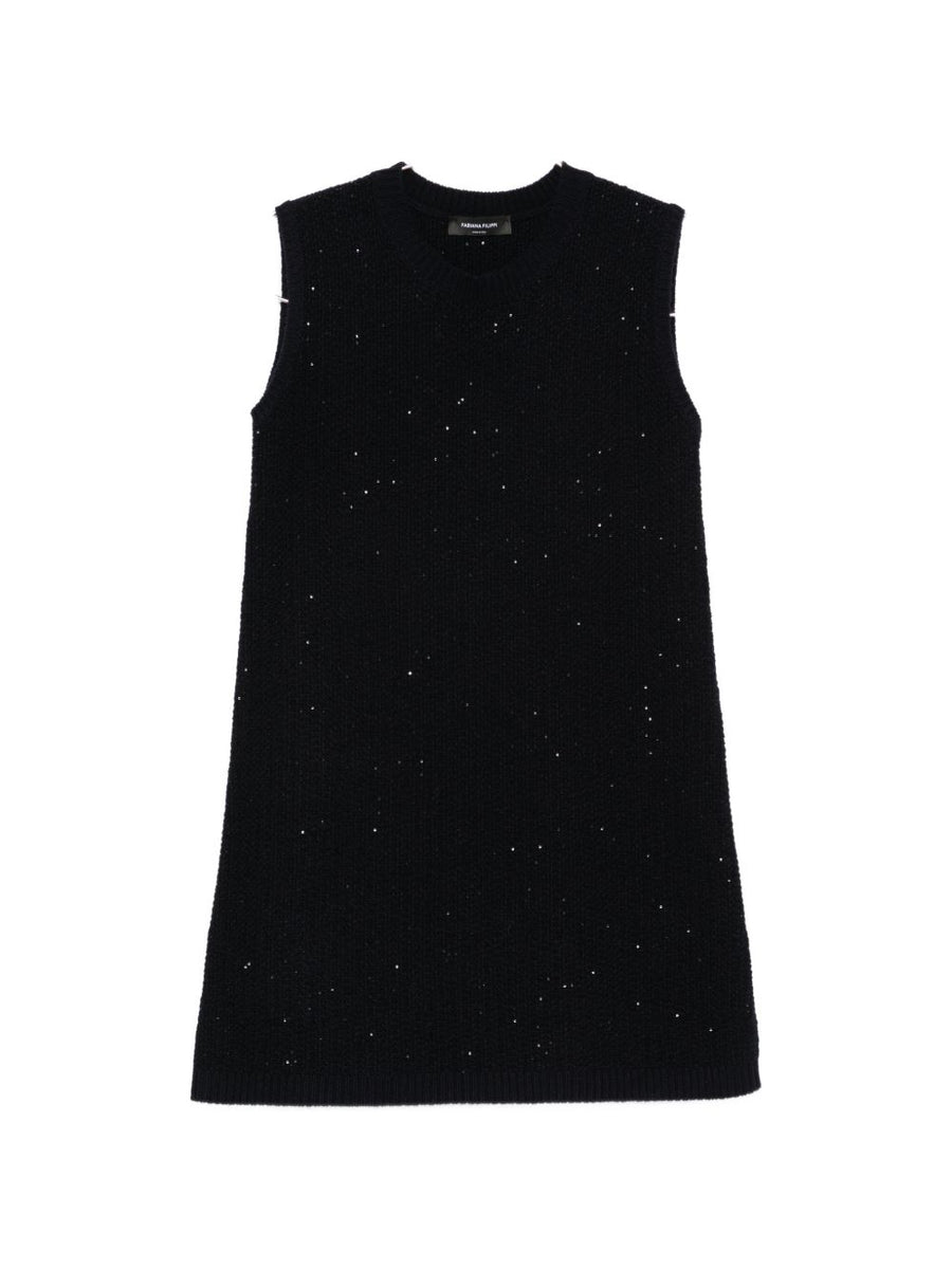 Fabiana Filippi Sequin-Embellished Knit Dress — Black