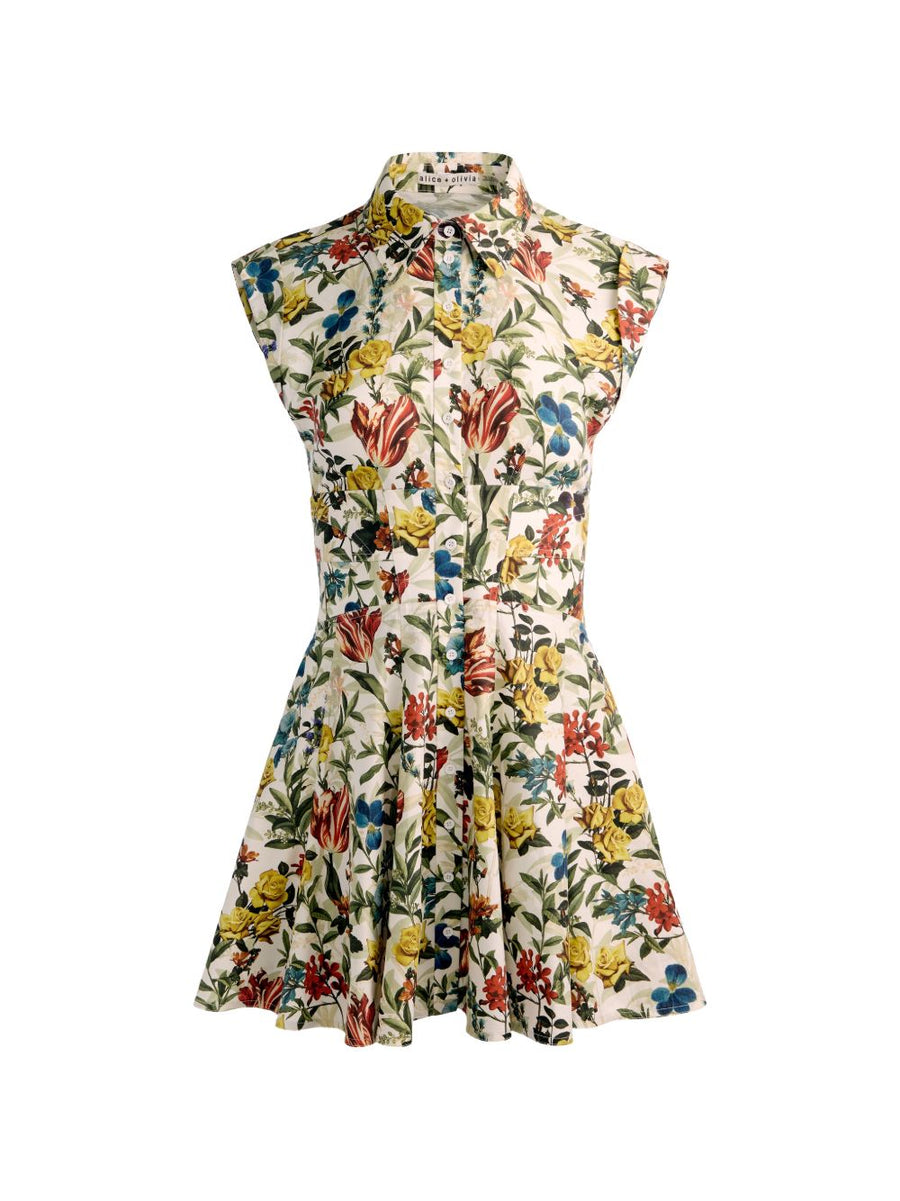 Alice + Olivia Floral Print Dress — Beige