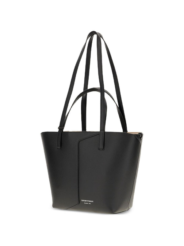 حقيبة Emporio Armani من الجلد المحبب جلد كتف — أسود