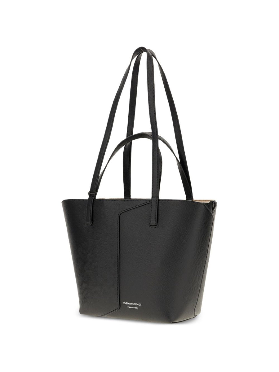 Emporio Armani Grained Leather Shoulder Bag — Black