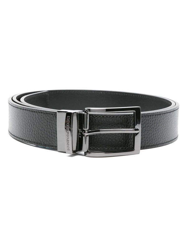 Emporio Armani Two-Tone Leather Belt — Black
