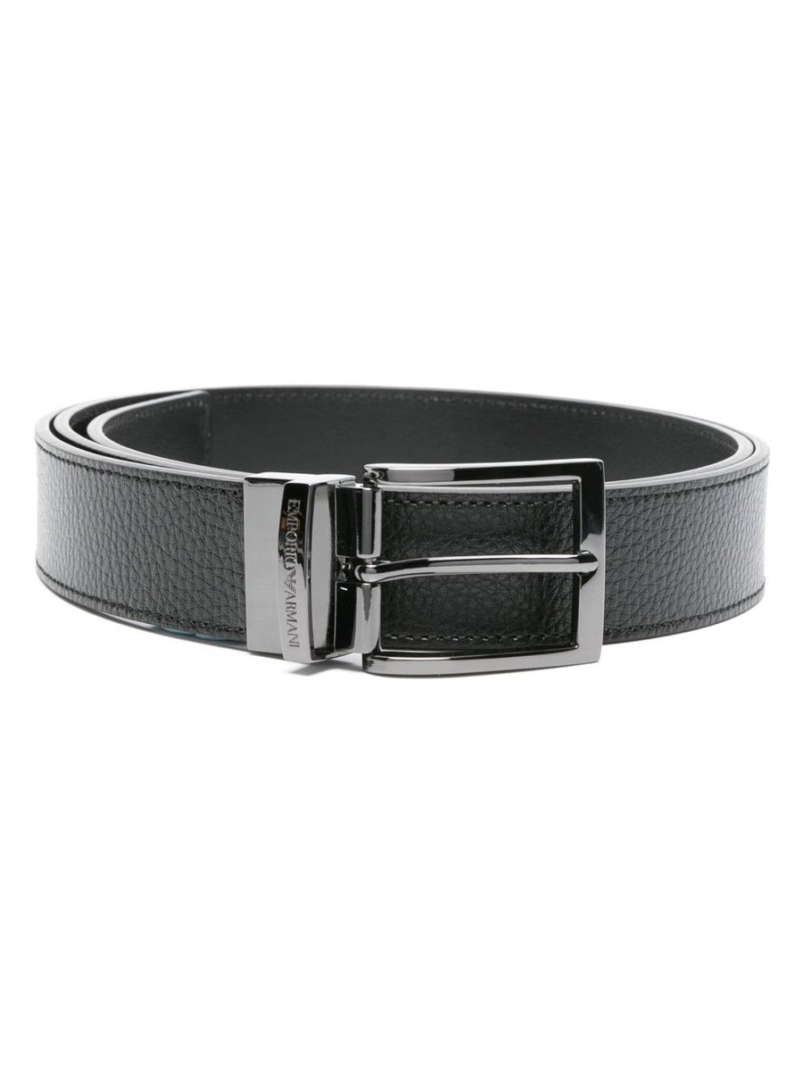 Emporio Armani Two-Tone Leather Belt — Black