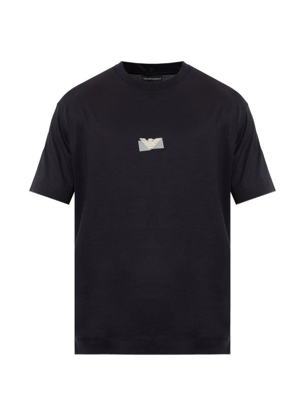 Emporio Armani Logo-Print Polo Shirt — Black