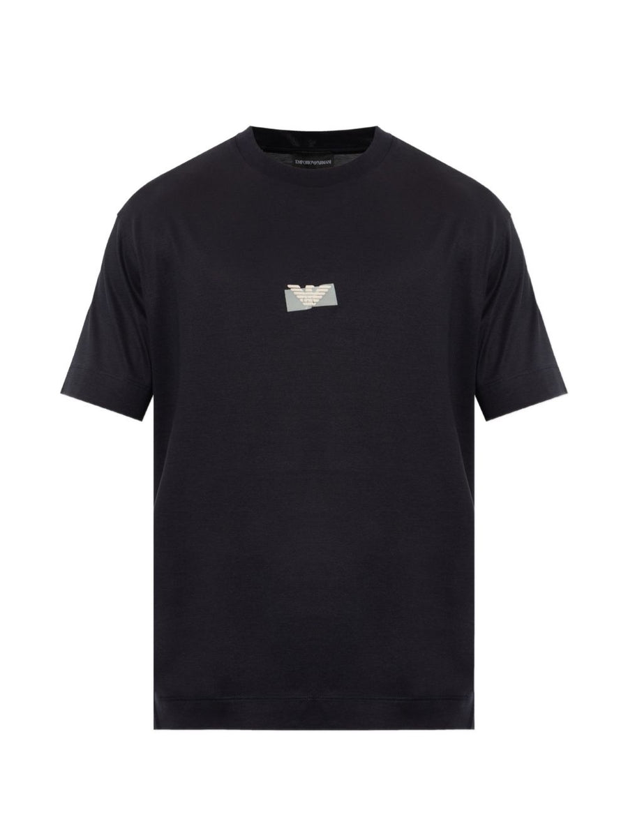 Emporio Armani Logo-Print Polo Shirt — Black