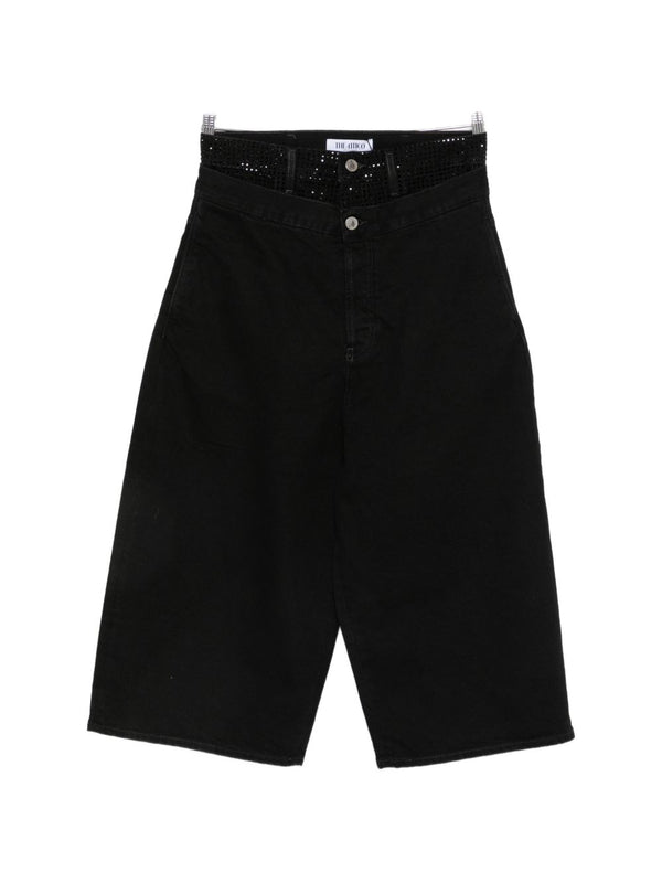 The Attico Denim Bermuda Shorts — Black