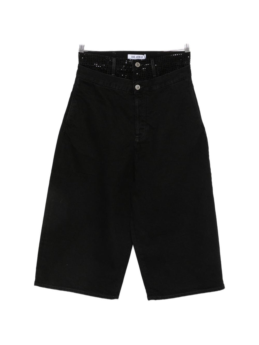 The Attico Denim Bermuda Shorts — Black