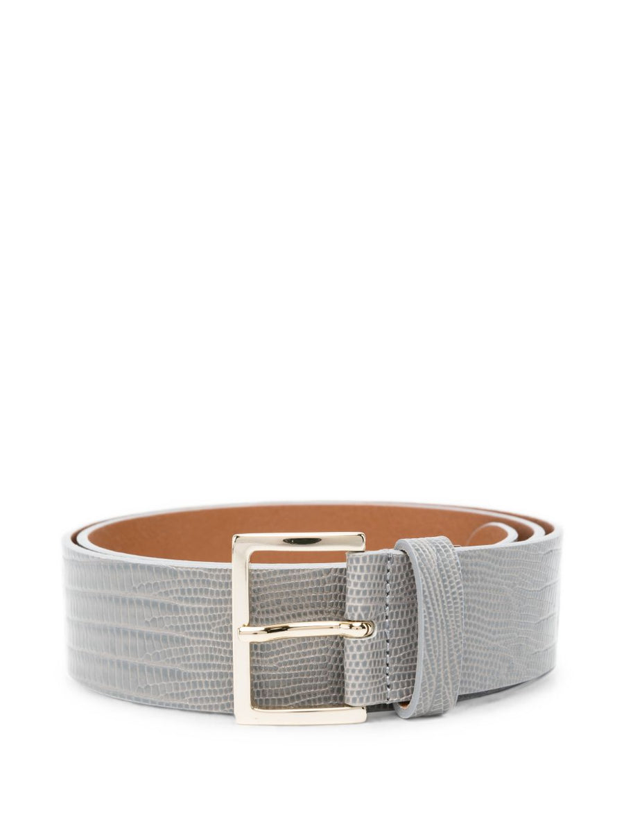 Alysi Lizard-Effect Leather Belt — grey