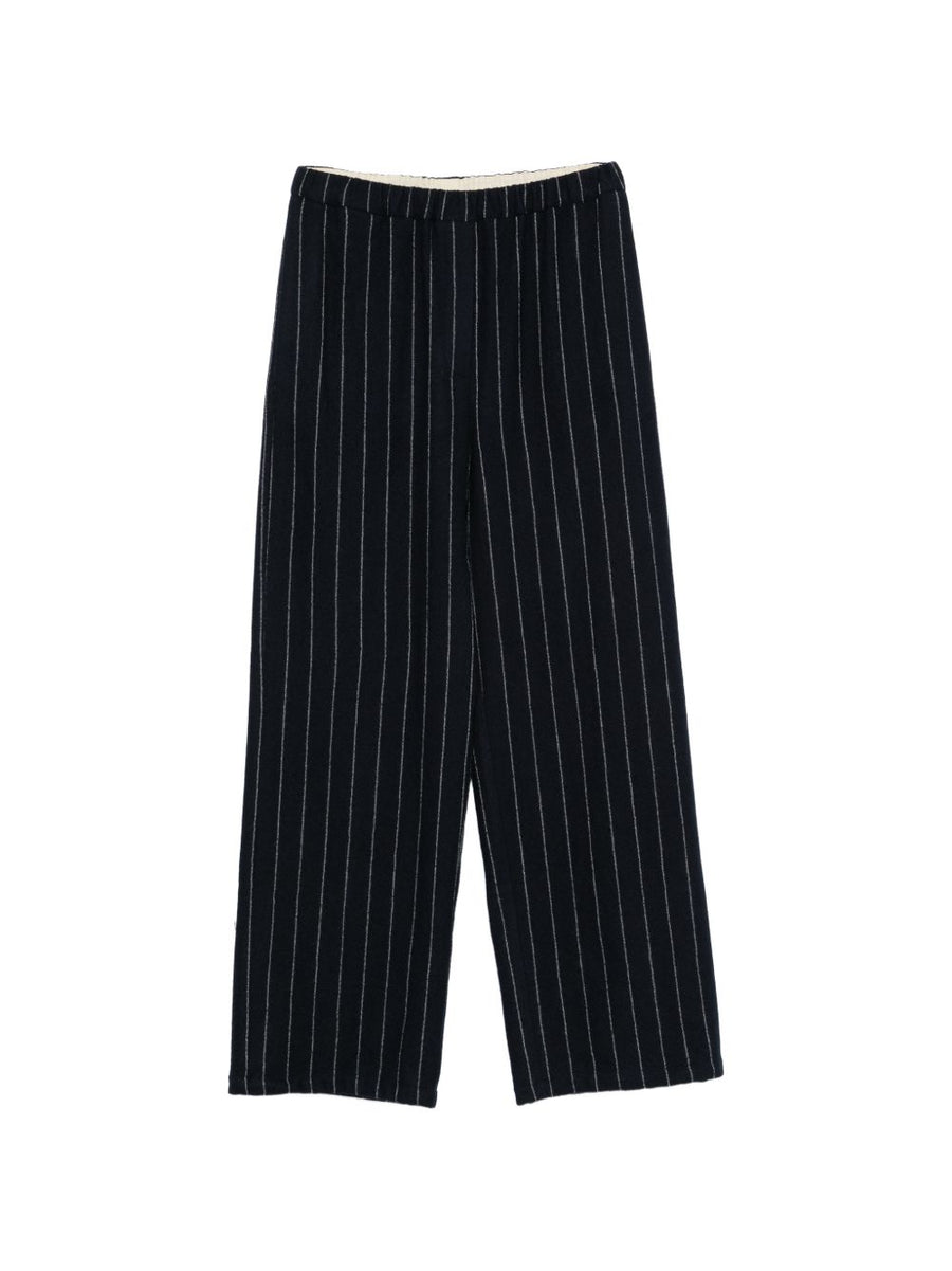 Alysi Pinstriped Wool Trousers — Navy