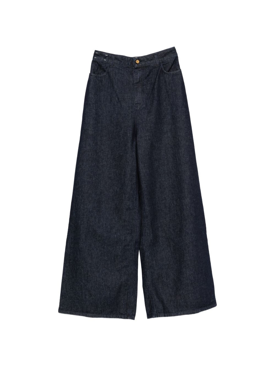 Alysi Wide-Leg Denim Jeans — Navy