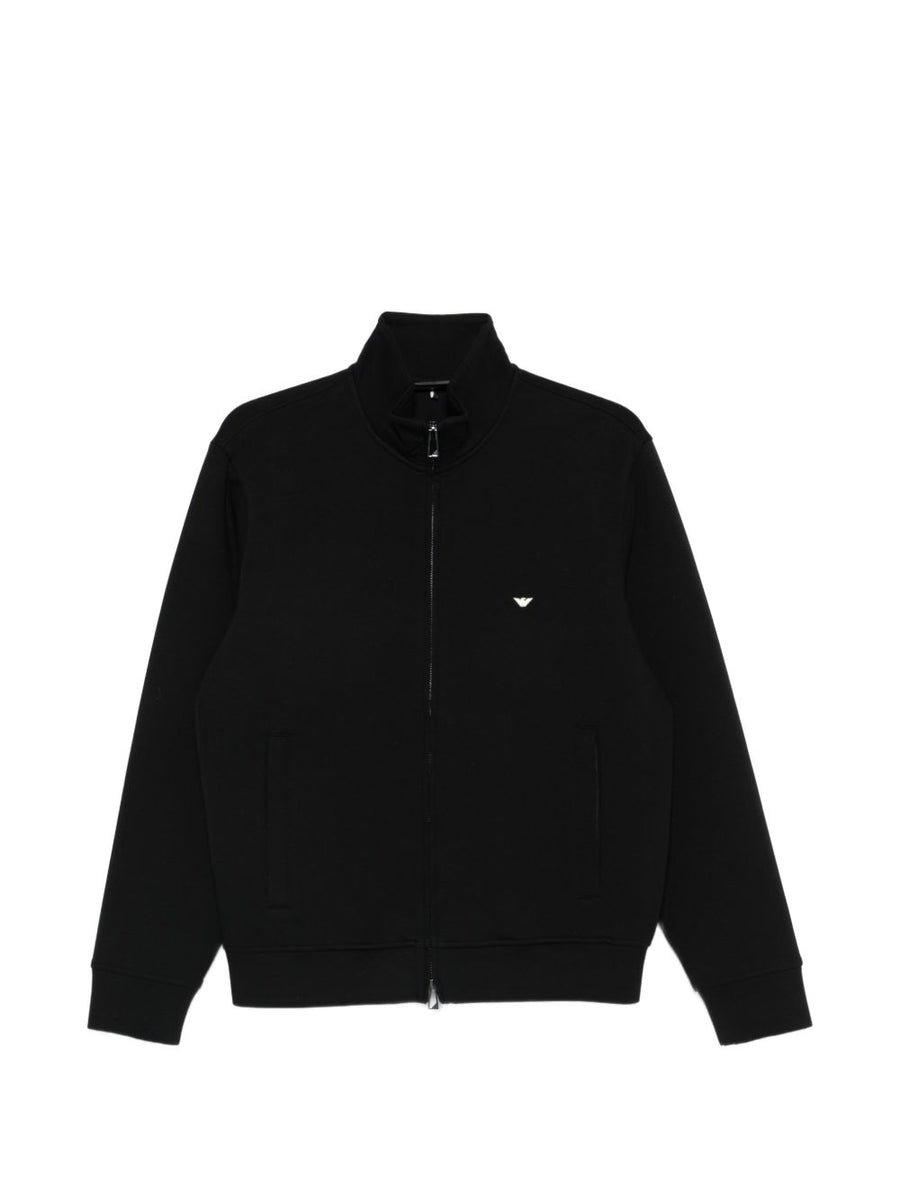 سويت شيرت بسحاب وتفاصيل شعار من Emporio Armani — أسود