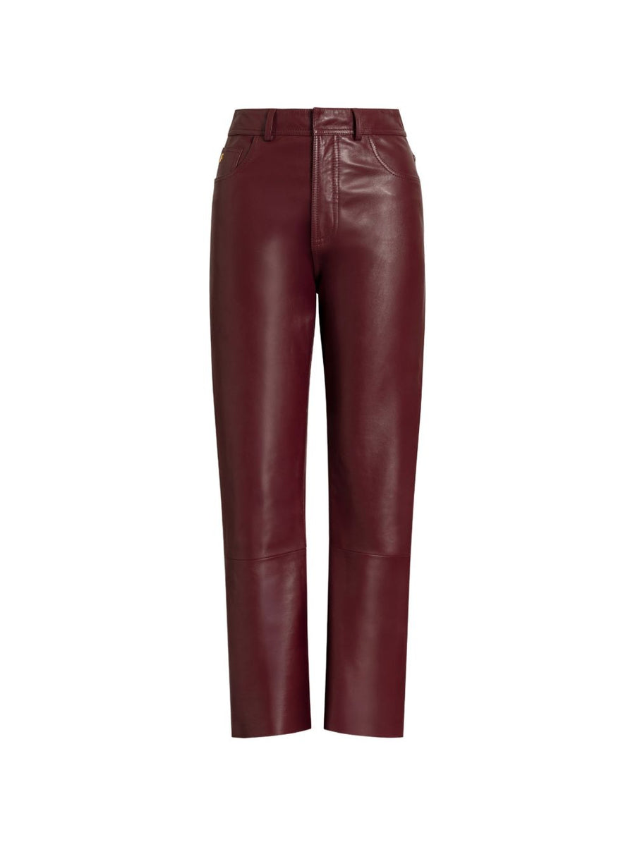 032C Faux Leather Trousers — Burgundy