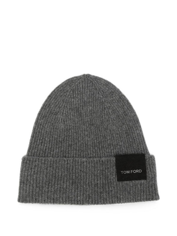 Tom Ford Cashmere Ribbed Knit Beanie — grey