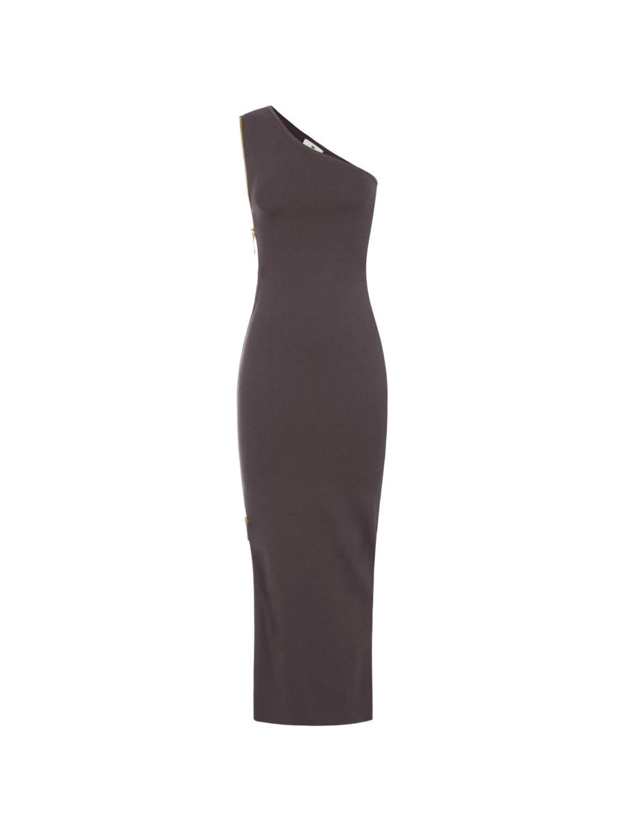 Elisabetta Franchi One-Shoulder Dress — Brown