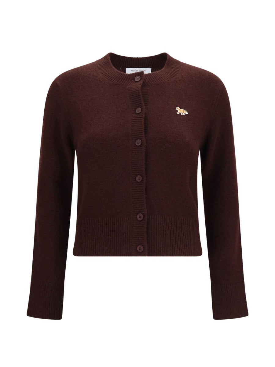 Maison Kitsuné Wool Baby Fox Patch Cardigan — Brown