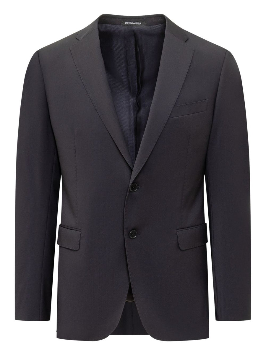 Emporio Armani Single-Breasted Wool Blazer — Dark Grey