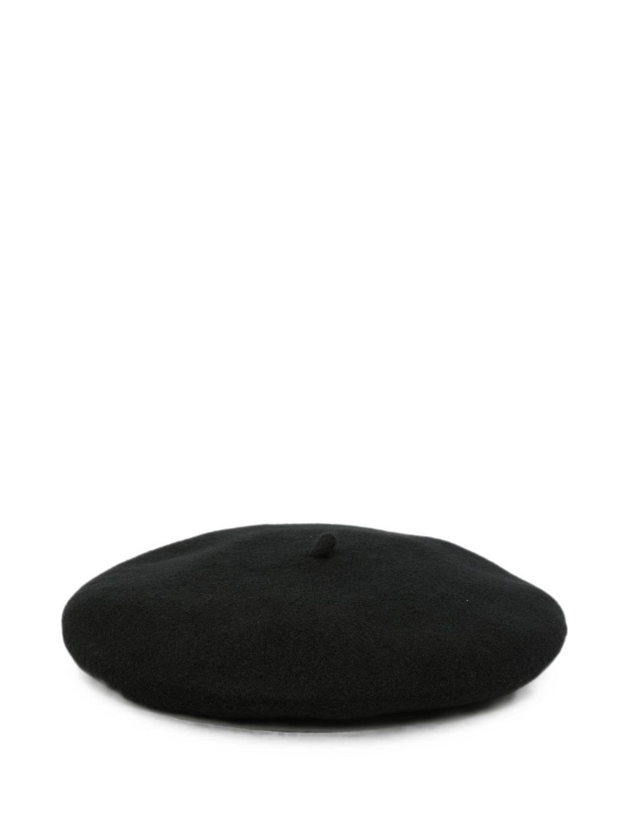 Emporio Armani Logo-Embossed Wool Beret — Black