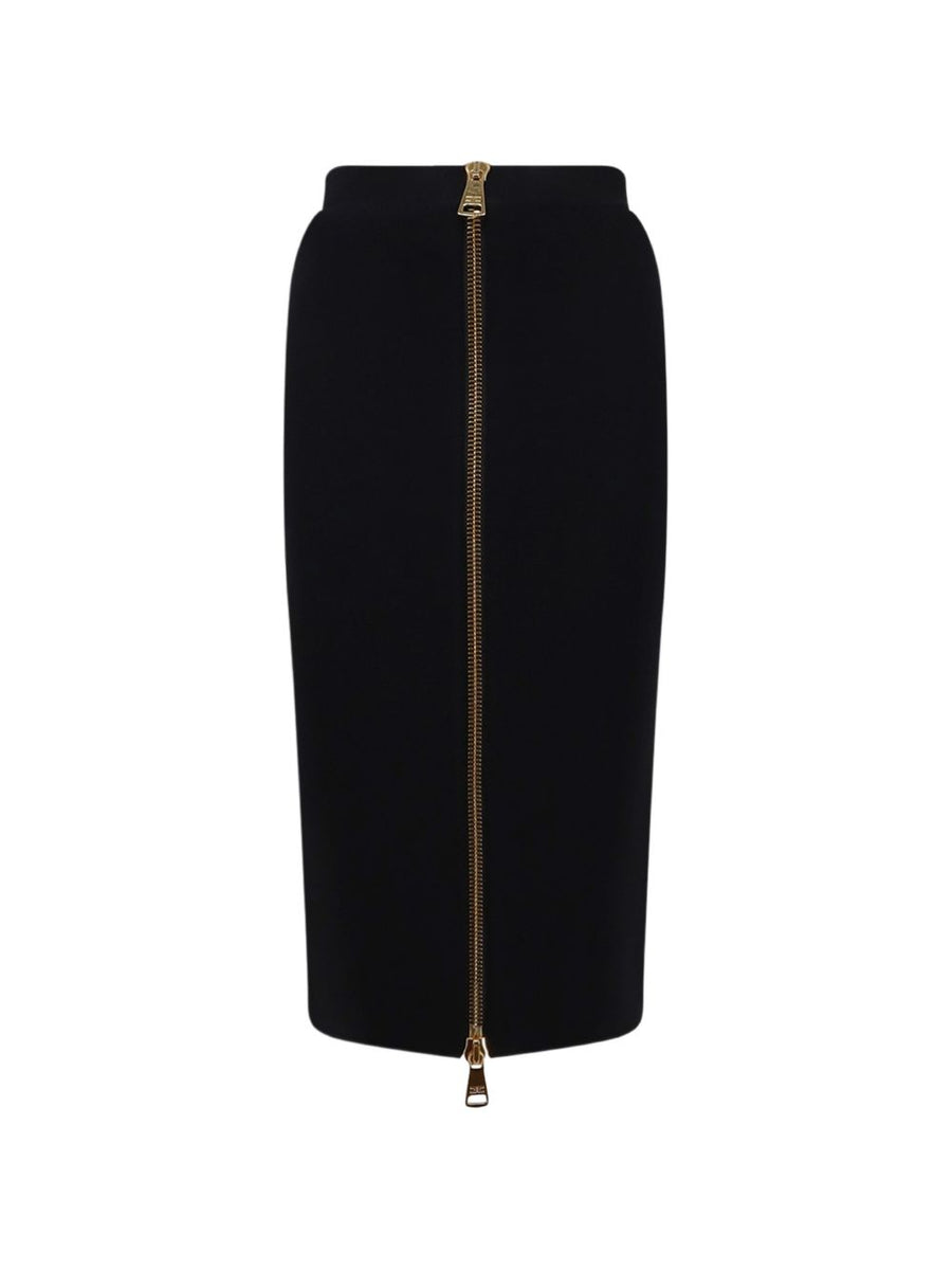 Elisabetta Franchi Zipped Midi Skirt — Black