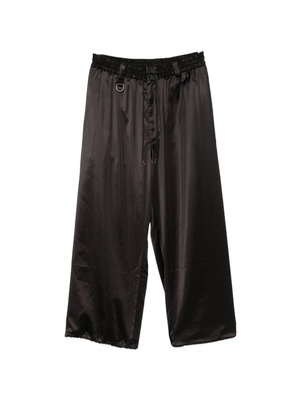 Y-3 Logo Satin-Finish Joggers — Black