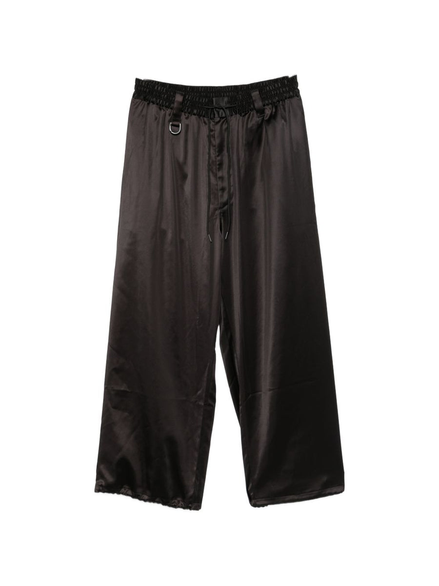 Y-3 Logo Satin-Finish Joggers — Black
