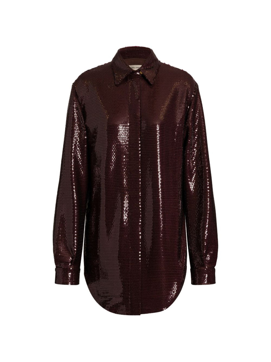 032C Sequined Blouse — Brown