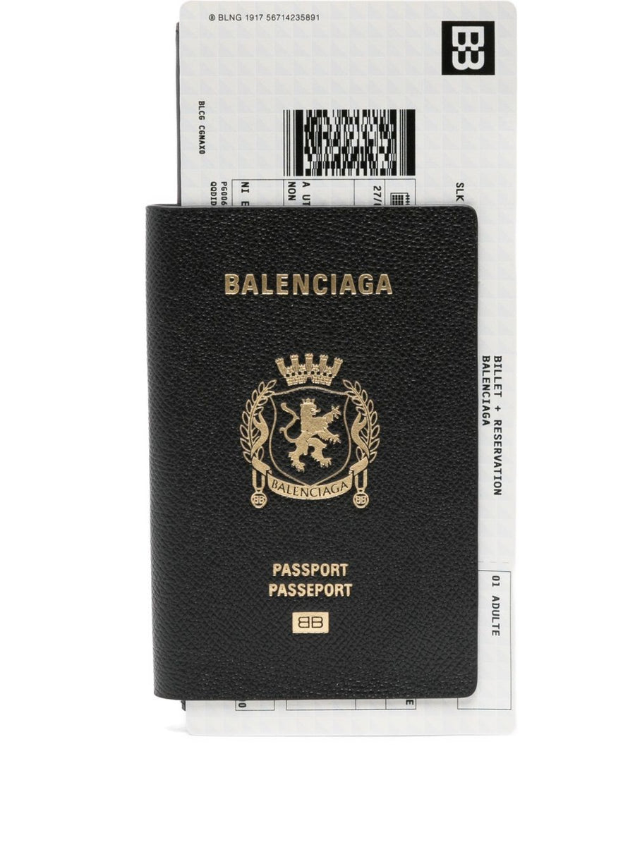 Balenciaga Leather Passport Holder — Black
