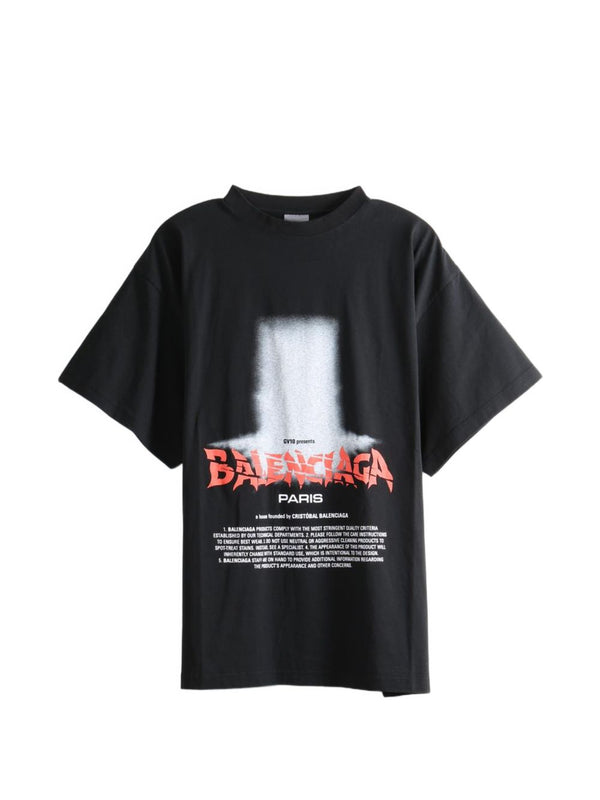 Balenciaga Graphic-Print T-Shirt — Black