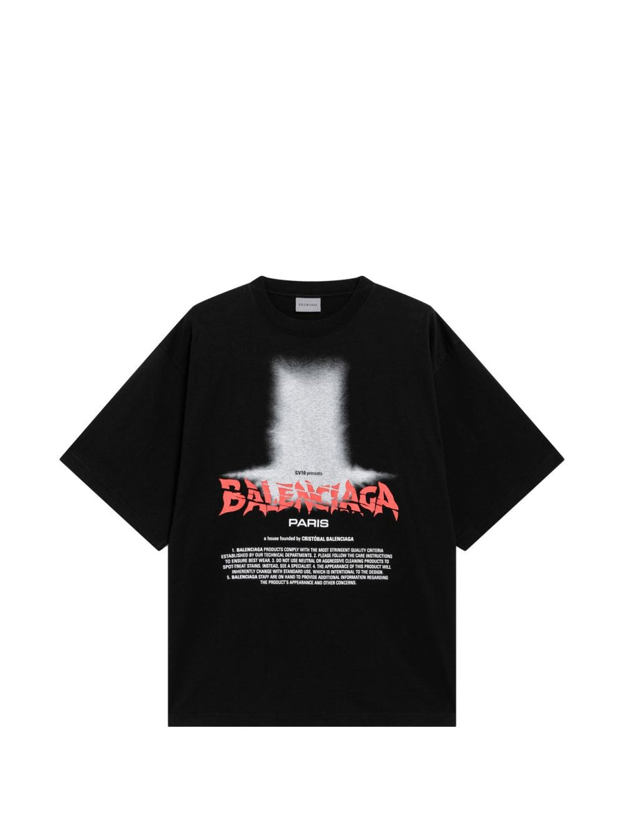 Balenciaga Printed Cotton T-shirt — Black