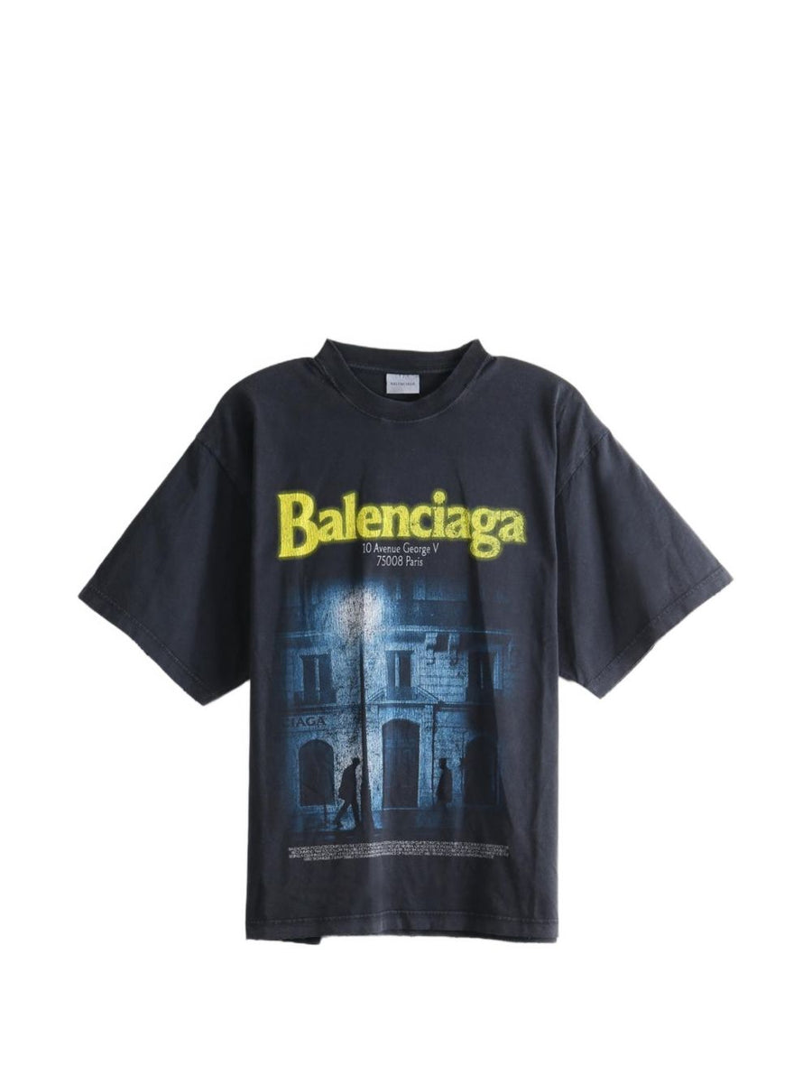 Balenciaga Printed Graphic T-Shirt — Black